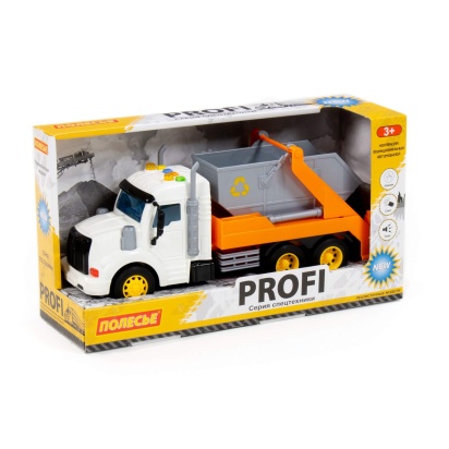 Профи, автомобиль-контейнеровоз инерционный (со светом и звуком) (оранжевый) 86266